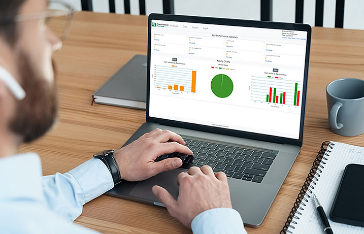 analytics screen on a laptop.